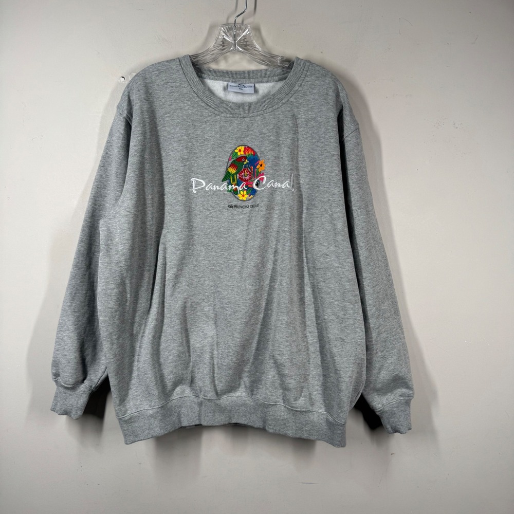 Princess Cruises Panama Canal Embroidered Sweatshirt Mens XXL Gray Souvenir